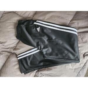 Adidas Black Track Pants with White Stripes - Size Large (14)